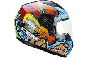 CGM Lucky, Casco Integrale Unisex Bambini, Azzurro Rosso Verde, YL 51-52cm
