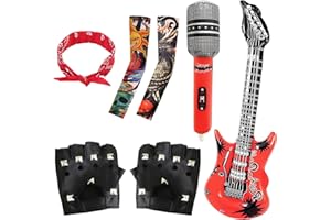 Kighdel 7pcs Rockstar Fancy Dress Kids Rock Star Costume Boys & Girls Accessories Suitable for Rock Events Parties Punk Rockstar Fancy Party Kit