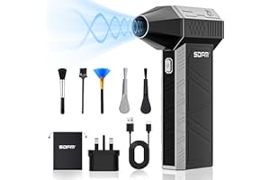 SDFM Compressed Air Duster-130,000RPM Electric Air Duster, Rechargeable Long-Life Air Blower, Cordless 3-Gear Adjustable Mini Blower for Computer, Keyboard, Outdoors and Car Cleaning
