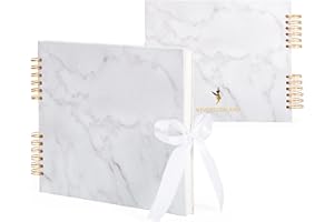 Never Ever Land Album Photo -30 * 25cm Album Photo à Spirale de 80 pages 250g - Couverture Rigide avec un Nœud pour Fermer - Parfait pour Naissance, Bébés, Mariage et Album de Famille - Marbre