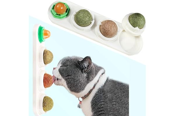 STARROAD-TIM Boules à Herbe à Chat pour Chats, Jouet Herbe a Chat Boules à Lécher Comestibles et Autocollantes, Naturel et Sain (Blanc)