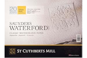 SAUNDERS WATER FORD SERIES SAUNDERS WATERFORD SERIESST Cuthberts blocco carta per acquerello,collato 4 lati 31x23cm,20 fogli, bianco naturale, grana ruvida, 300gm