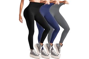 Leafigure Lot de 3 leggings taille haute pour femme, pour le sport, la gym, le yoga