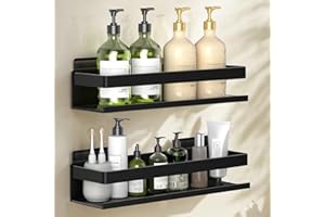 YESENT Cestino doccia in alluminio, 30 cm, confezione da 2, organizer per bagno, montaggio a parete, cestino doccia autoadesivo