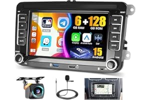 Hikity 8 rdzeni/6+128G Android 15 Radio samochodowe do VW Golf 5 6 Tiguan Caddy Polo Touran z bezprzewodową funkcją CarPlay Android Auto 7" ekrany dotykowe GPS 59 UI DSP SWC FM/RDS radio WiFi, kamera