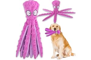 Acehome Squeaky Dog Interactive Play Toy,No Stuffing Octopus Dogs Chew Toy with Crinkle Paper for Medium and Large Dogs Playing