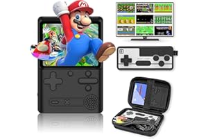 CAWEVON Console de jeu portable rétro avec écran de 3,0" et manette de jeu - 500 jeux FC classiques intégrés, prend en charge la connexion de la télévision et de deux joueurs (noir)