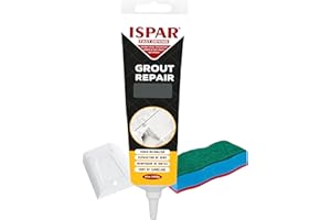 Ispar Grout Reviver, 400 g Anthracite Grey Tile Grout, Fast Drying Premixed Grout Repair Kit with Spatula & Sponge, Ideal for Bathroom, Kitchen & Floor Tiles Renewal