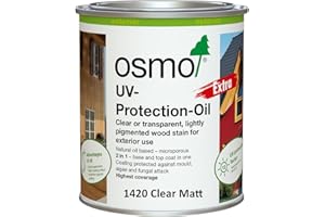 Osmo UV Protection Oil Extra for Exterior Wood, Clear Matt 1420 for Vertical Structures (Clear Matt, 0.75L)