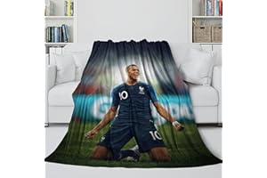 ZIMONJO Mbappe Pelzige Decke - Fußball Decke Für Klimaanlage Geburtstag Geschenk Für Schwester Bruder Neffe Nichte Kollege - Sofa Bett Stuhl Krippe Dekor 60x80inch(150x200cm)