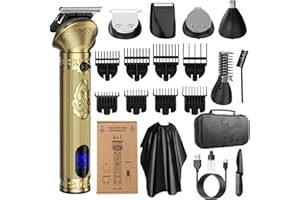 ‎BESTAUTY Bestauty Haarschneider - Bartschneider für Männer, 6-in-1 Set mit EVA Tragetasche und Friseurumhang für Bart, Gesicht, Körper, Ohren, Nase und Intimbereich, Präzision, Wasserdicht, Type-C Aufladung
