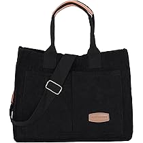 Corduroy Tote Bag Kleine Tote Tassen Voor Vrouwen Leuke Handtas Crossbody Tas Hobo Satchel Bag, Zwart