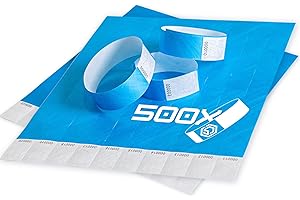 Docksnet Braccialetti Carta Eventi Resistenti e Personalizzabili - Bracciali Monouso Identificativi Colorati (500 Pezzi, Blu)