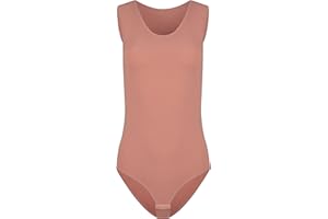 Evoni Damenbody l Damen Overall Bodysuit mit Rundhals l breite Träger l Verschluß-Haken l Unterzieh-Body mit optimaler Passform l sportlicher Damen-Body