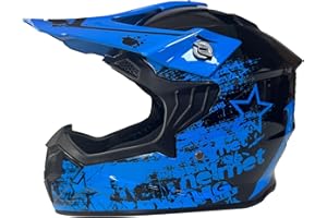 MTQCBDHY Motocross Helmets Kids, ECE 2206 Approved, Youth Motorcycle Helmet, Offroad Street Dirt Bike BMX MX ATV Helmet, Lightweight Full Face Motorcycle Street Bike Helmet(Blue,S)