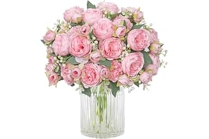 SOMYTING Pfingstrose Künstliche Blumen 2 Bündel Künstliche Pfingstrose Blumenstrauß Kunstblumen Seidenpfingstrosen Blumensträuße für Hochzeit Partei Tischaufsätze Blumenarrangement Heim Küche Dekor