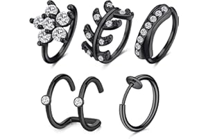 LAURITAMI Fake Nose Rings Faux Septum Peircing Non Pierced Clip On Nose Earrings Hoops Jewelry Stainless Steel 20G 18G 16G