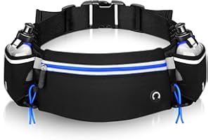KIPIVA Ceinture Hydratation Running +2 Gourdes ✮MARQUE FRANCAISE✮ Fluorescent Ceinture Running Homme Femme Sac Footing |Garantie à Vie| Ceinture Porte-bidons Running Bleu Ceinture Porte Gourde Réfléchissant