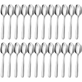 BEWOS 24 Pieces Soup Spoons, 8 Inch Soup Spoons, Stainless Steel Spoons, Mirror Polished Stainless Steel Spoons, Dishwasher S