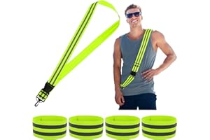 YOLEV 5 Pezzi Cinture Catarifrangenti Corsa Rifrangente Sicurezza Ad Gilet alta Visibilità Cinture Rifrangenti Bretelle Catarifrangenti Giubbotti Bretelle Visibilita Corsa Rifrangente Passeggiate Notturne