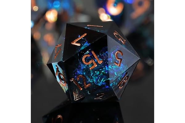 Dés DND Set 7 pièces Résine Polyédriques Sharp Edge Dice Faits à la Main pour Donjons D4 D6 D8 D10 D12 D20 D% Dragons MTG Ttrpg Pathfinder RPG Dés Jeu de Role avec Boîte Cadeau