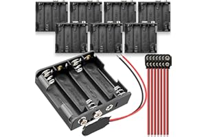 Xiatiaosann 8 Pièces Supports de Pile 4x 1.5V AA, 6V Plastique Support de Batterie Coque pour lumière LED, voiture RC, sécurité, 4 porte-boîtier de piles AA, avec connecteur de batterie