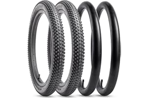 YunSCM Lot de 2 18 pouces Pneus 18x1.95 ETRTO 50-355 et Lot de 2 Chambres à air 18x1.75/2.125 AV32mm Valve Compatible 18x1.95 Pneus de vélo et Chambres à air