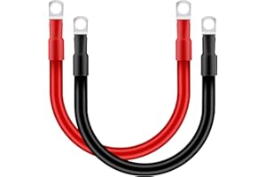 QIMEI-SHOP Cable Batterie Voiture 25mm² 30cm Câble Onduleur de Batterie 3AWG 12V Câble de Batterie avec M10 Cosses à œillets pour Camion Auto Moto Marine Solaire Rouge et Noir 2 Pièces