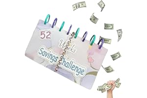 RYMAUP® Carpeta de desafíos para ahorrar dinero de 52 semanas, planificador de presupuesto familiar con sobres de dinero, rastreador de ahorro reutilizable, ideal para objetivos financieros