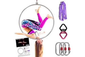 PRIOR FITNESS Ensemble de cerceaux aériens professionnels en acier inoxydable, 80 cm/85 cm/90 cm/95 cm, équipement de cerceau aérien à point unique, cerceau aérien de cirque fitness, cerceau aérien