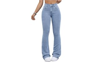 GORGLITTER Flared Jeans for Women UK High Waisted Stretchy Bootcut Skinny Casual Denim Trousers