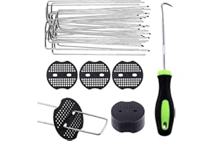 SWPEET Sweet Lot de 201 Agrafes de Jardin en Forme de U et Joint Fixe en Plastique avec Crochets, Assortiment pour Tuyaux d'Irrigation, Clôtures et Clous de Gazon Artificiel