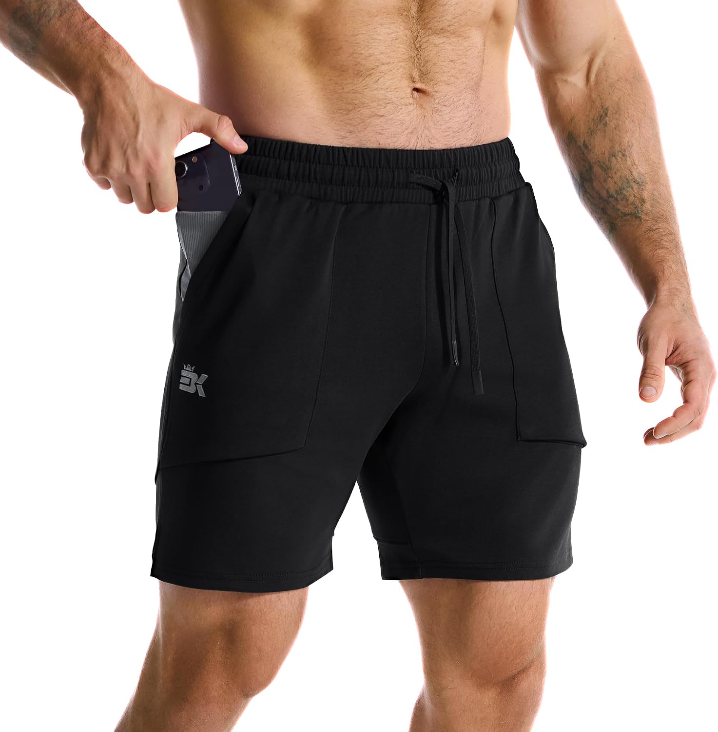 ZENWILL FlotaBols Pantalones Cortos Deporte Cremallera Hombre Pantalón Corto Gym Transpirable,Shorts Elástica Algodón Running