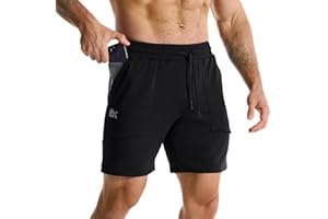 ZENWILL FlotaBols Pantalones Cortos Deporte Cremallera Hombre Pantalón Corto Gym Transpirable,Shorts Elástica Algodón Running