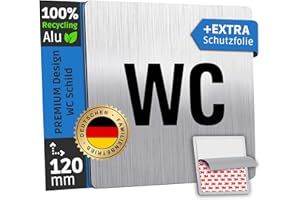‎SCHILDERBOXX SCHILDERBOXX® WC Schild Selbstklebend - Toilettenschild [12x12cm, 100% Alu, 3M Tape] – Ideales Gäste WC Schild, WC Aufkleber Tür, Türschild WC, Schild WC, Schild Toilette, Toiletten Schild