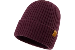 FANCET TOP-EX Czapka beanie unisex, w 100% z wełny merynosów, ciepła czapka zimowa z podszewką polarową, uniseks i elastyczna, idealna do biegania i golfa, miękka czapka z dzianiny