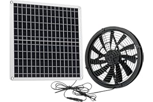 Riokko Ventilatore di scarico a energia solare, 20 W, in silicio monocristallino, a energia solare, per polli, serre, animali domestici, scarico finestre