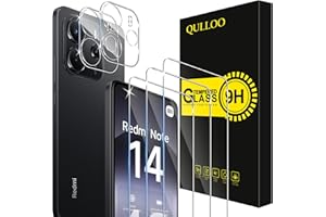 QULLOO Folia ochronna na wyświetlacz ze szkła pancernego do Xiaomi Redmi Note 14 4G, 3 sztuki folii ochronnej na wyświetlacz z 2 sztukami ochrony aparatu [szkło hartowane o twardości 9H