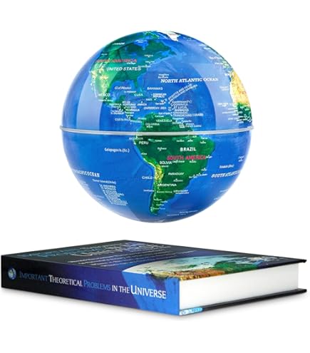 Globo galleggiante con luci a LED colorate a forma di C anti gravità levitazione magnetica rotante mappa del mondo per bambini regalo casa ufficio scrivania decorazione (blu, con interruttore