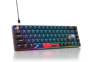 SOLIDEE portátil Teclado mecánico para Juegos al 65%,68 Teclas Teclado con Cable retroiluminado LED RGB Compacto con Cable USB Tipo C Desmontable,con Interruptor Rojo Lineal para PC Mac(68 Monstor)