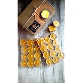 Petekoğlu (24 Adet) Tealight Doğal Petek Balmumu Mum Ekonomik Boy (8Gr) Beeswax Candle