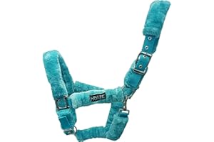 Horses, Licol En Nylon Soft Fluffi, avec Revêtement en Fourrure Synthétique, pour Chevaux Sensibles, Adapté aux Voyages en Van (Full, Bleu)
