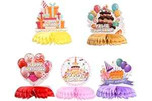 JINGYOU 5 Pieces Birthday Decoration Birthday Centerpieces for Tables Decorations to Honeycomb Table Topper for Men and Women,Honeycomb Table Topper for Birthday Party, Table Decorations for Birthday Party