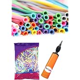 Long Thin Sausage Balloon 30 Pieces + Balloon Pump in Mixed Colors