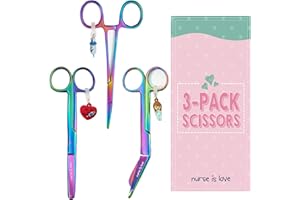 Nurse is Love Set 3 Stück Krankenschwester-Scheren Pico de Pato & Gerade Mayo + Halterungswerkzeug | Scheren mit Roma-Spitze, Zubehör für Krankenschwestern, Erste Hilfe - Cromium Blau