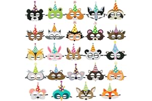 LUKIUP 24 pezzi Maschere Animali in Feltro, Dress Up Maschera Bambini, Maschera Animali Giungla per Ragazze Ragazzi per Costume Cosplay, Carnevale, Festa di Compleanno