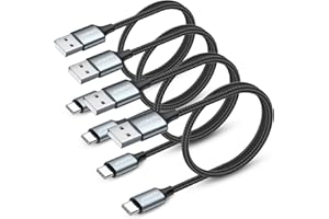 aceyoon Kabel USB C, krótki, 50 cm, 4 sztuki, typ C, kabel do ładowania 3 A, maks. USB 2.0 na typ C, nylonowy kabel kompatybilny z Huawei P40, P30, P20, kompatybilny z Samsung A51, A20, S20, itp