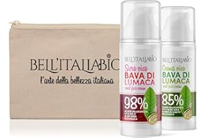 Set Skincare Viso Completo a Base di Bava di Lumaca con Crema Idratante Antirughe e Siero Antimacchia, Kit Crema & Siero per Uomo e Donna con Acido Ialuronico e Vitamina C - BELL'ITALIABIO