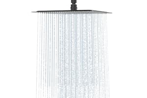 ‎RAINSWORTH Rainsworth 12 Zoll Luxus Regendusche Anti-Kalk Regen Edelstahl Duschkopf Regendusche Quadratischer Einbauduschköpfe Duschbrause Kopfbrause Wasserfall Regenduschkopf, Matt Schwarz