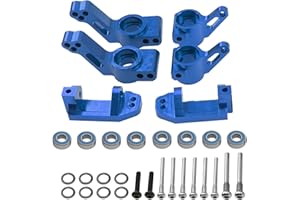 Vgoohobby Metal Rear Stub Axle Carriers, C-Hubs Caster Blocks, Steering Blocks Compatible with 1/10 Traxxas Slash 2WD Stampede 2WD Rustler 2WD Nitro Slash RC Car Upgrade Part #3752 3736 3632 (Blue)